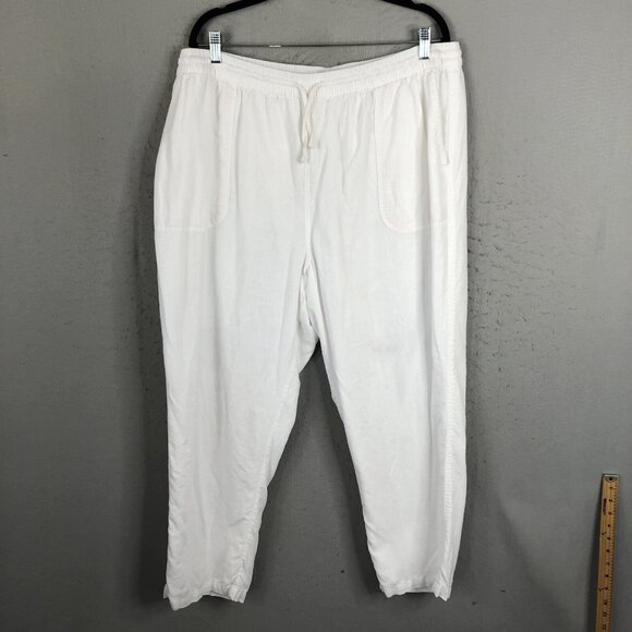 Kim Rogers Pants Womens Extra Large White Linen Blend Lagenlook Boho Beach - Picture 1 of 16